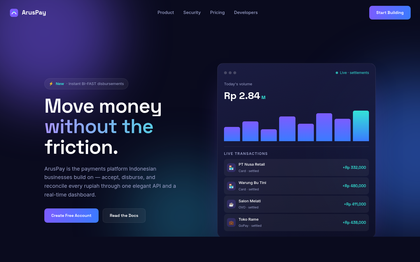 ArusPay — Fintech SaaS