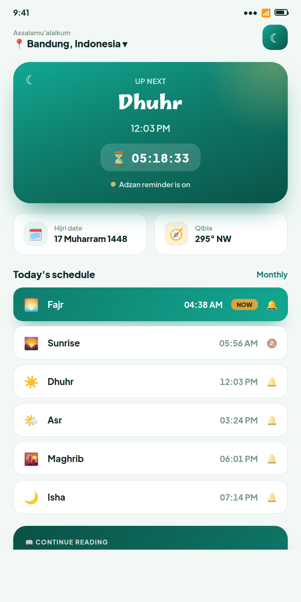 Cahaya — Prayer Times & Quran